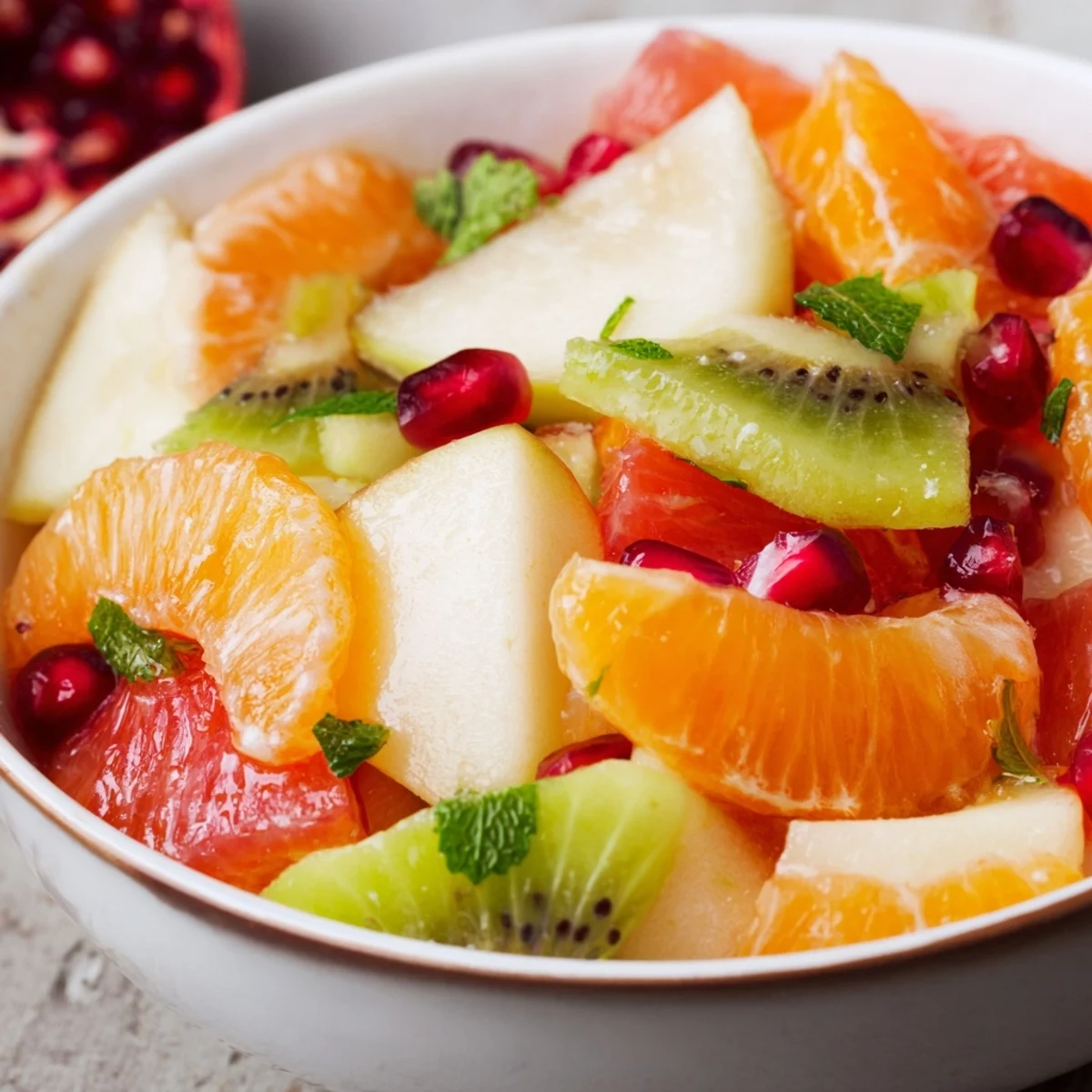 Bright diced apples and pears tossed in a zesty lime dressing make this Winter Fruit Salad with Mint and Lime a refreshing treat.