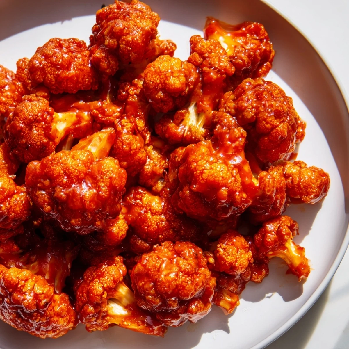 Freshly cooked Air Fryer Buffalo Cauliflower Bites tossed in buffalo sauce, served with blue cheese dip and carrots.