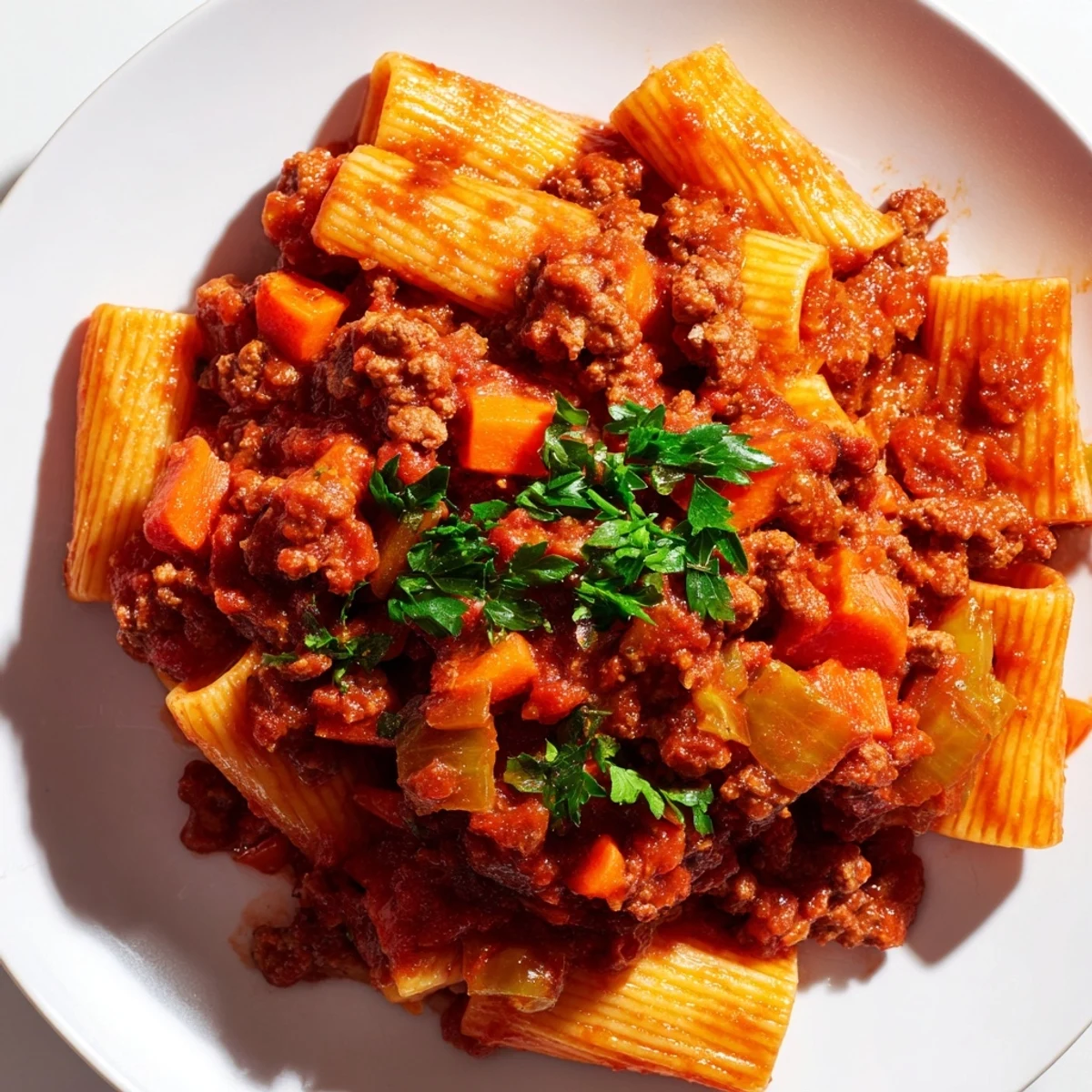 Steamy Slow Cooker Ragu Sauce simmers with rich ground beef and pancetta, ideal for ladling over pappardelle.
