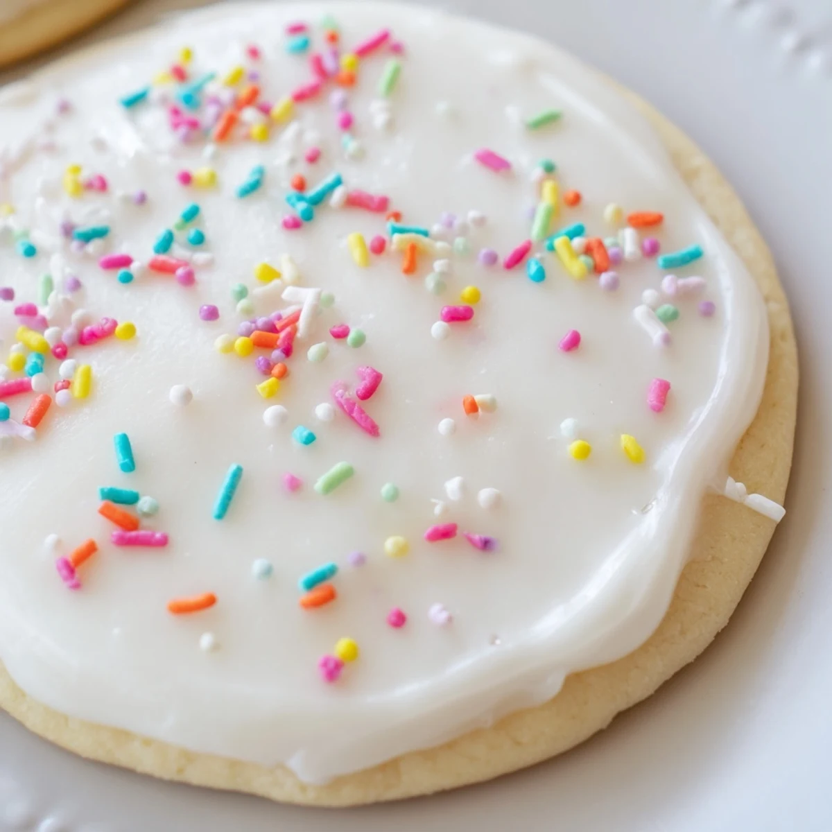 Close-up of Sugar Cookie Icing in a piping bag, detailing intricate designs on decorated sugar cookies.