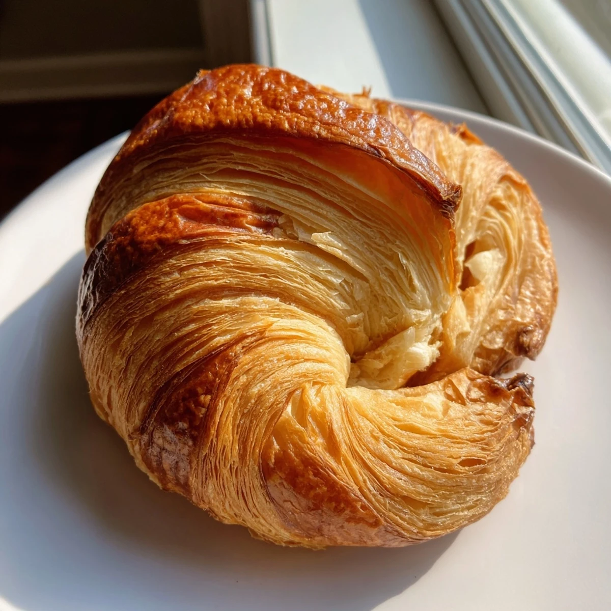 Gluten-Free Croissants dusted with powdered sugar on a white plate, ready to be served with coffee.
