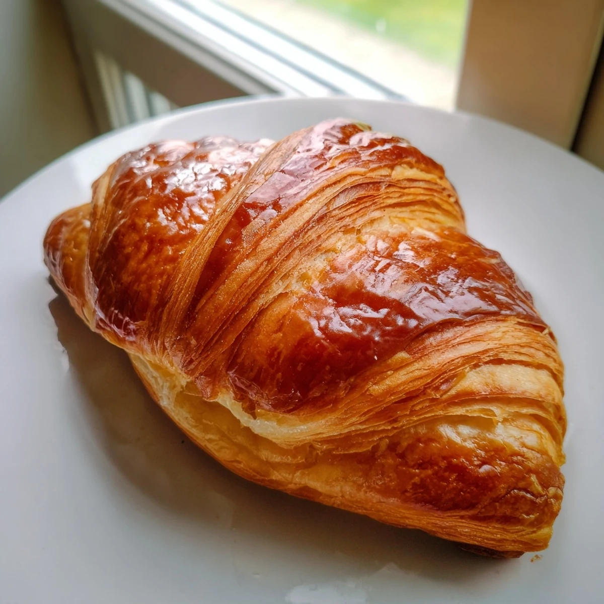 A close-up of warm, Gluten-Free Croissants revealing a buttery, airy interior on a rustic wooden table.