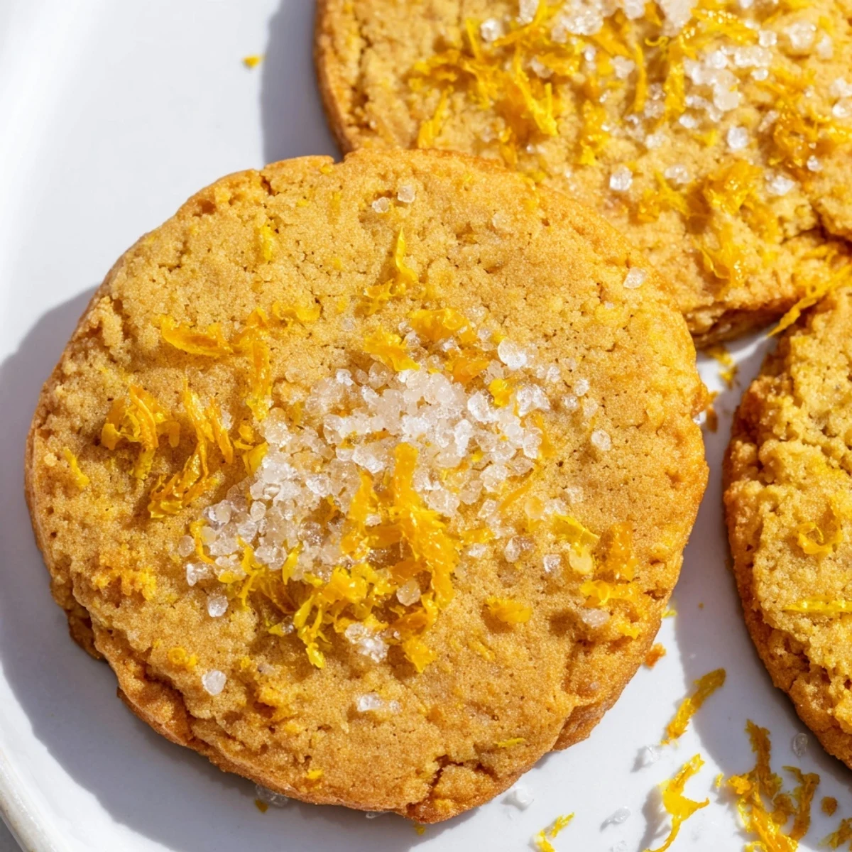 Festive plate of spiced orange clove cookies garnished with coarse sugar for holiday gatherings
