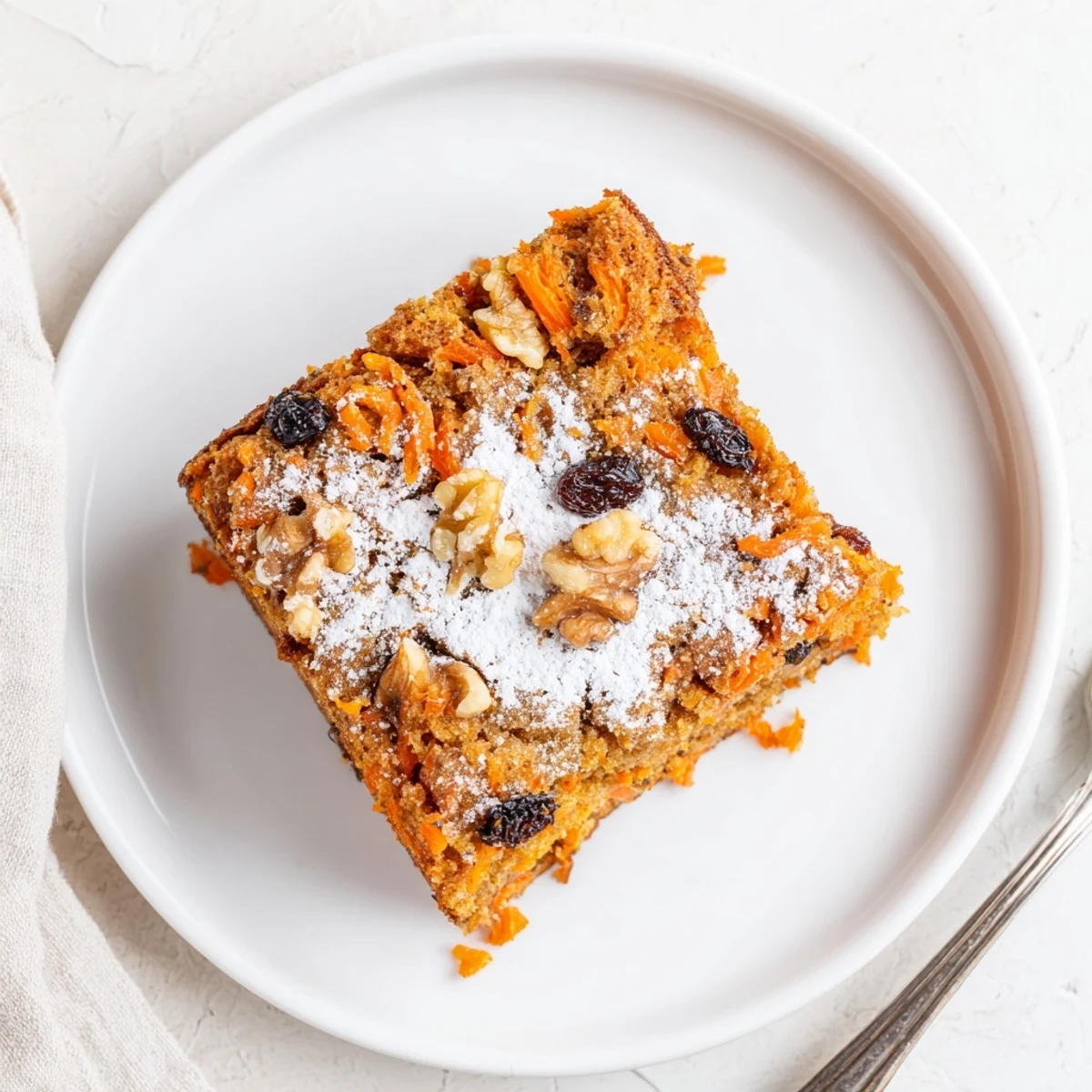 Freshly baked Greek yogurt carrot cake cooling on a wire rack with visible carrot shreds throughout