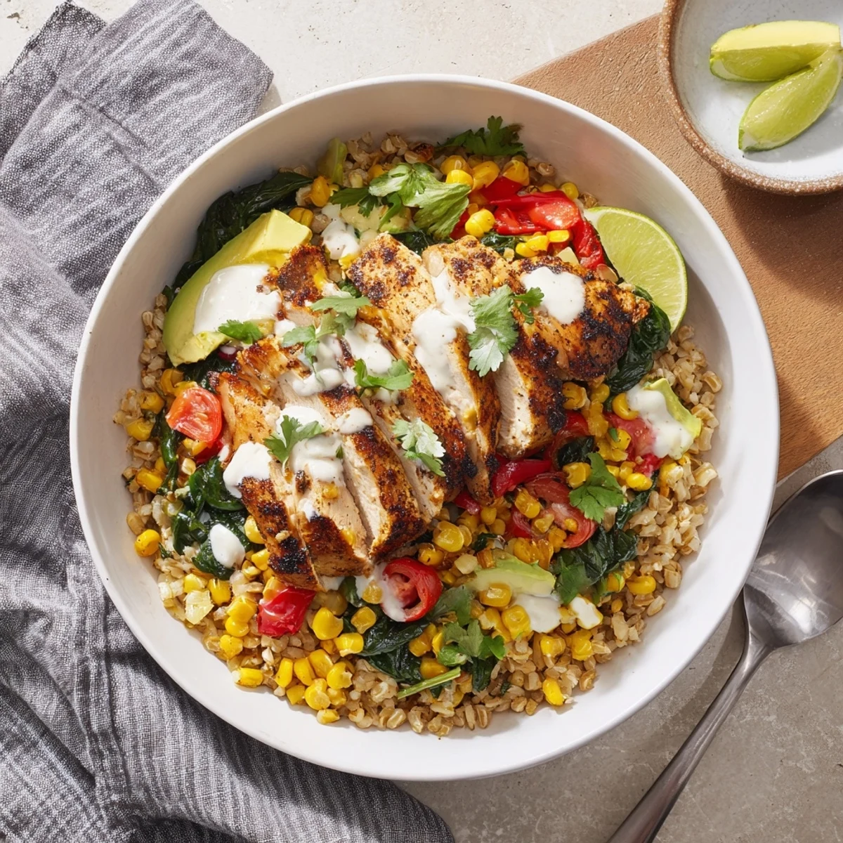 Steaming Southwest spice green chile bowl packed with tender vegetables, rice, and zesty Southwestern flavors