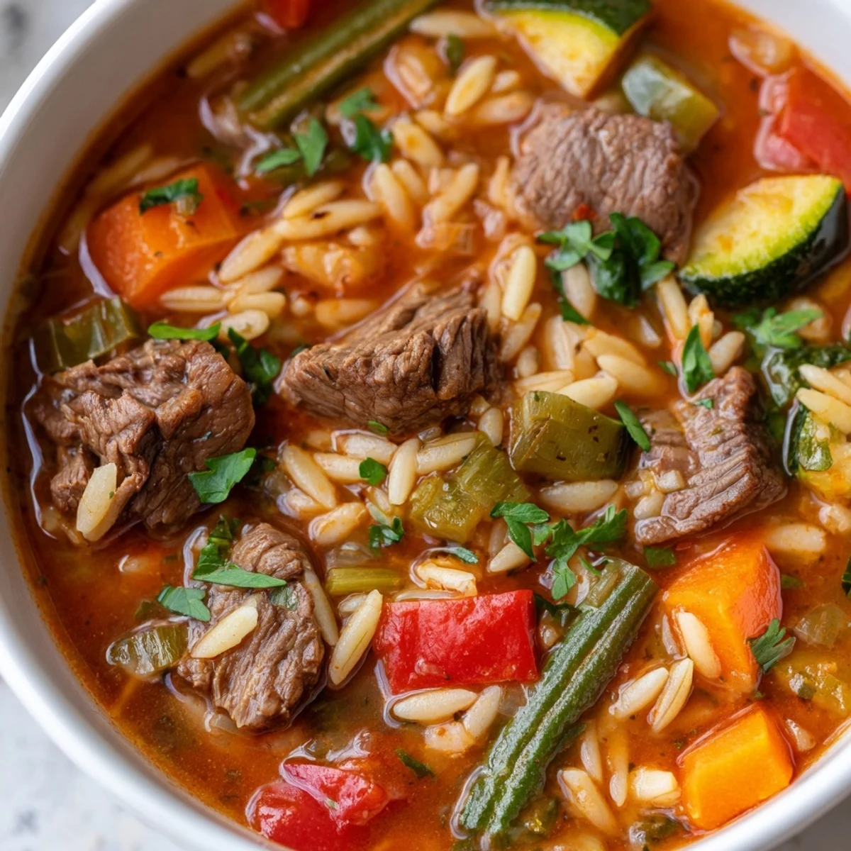 Hearty Beef And Orzo Soup