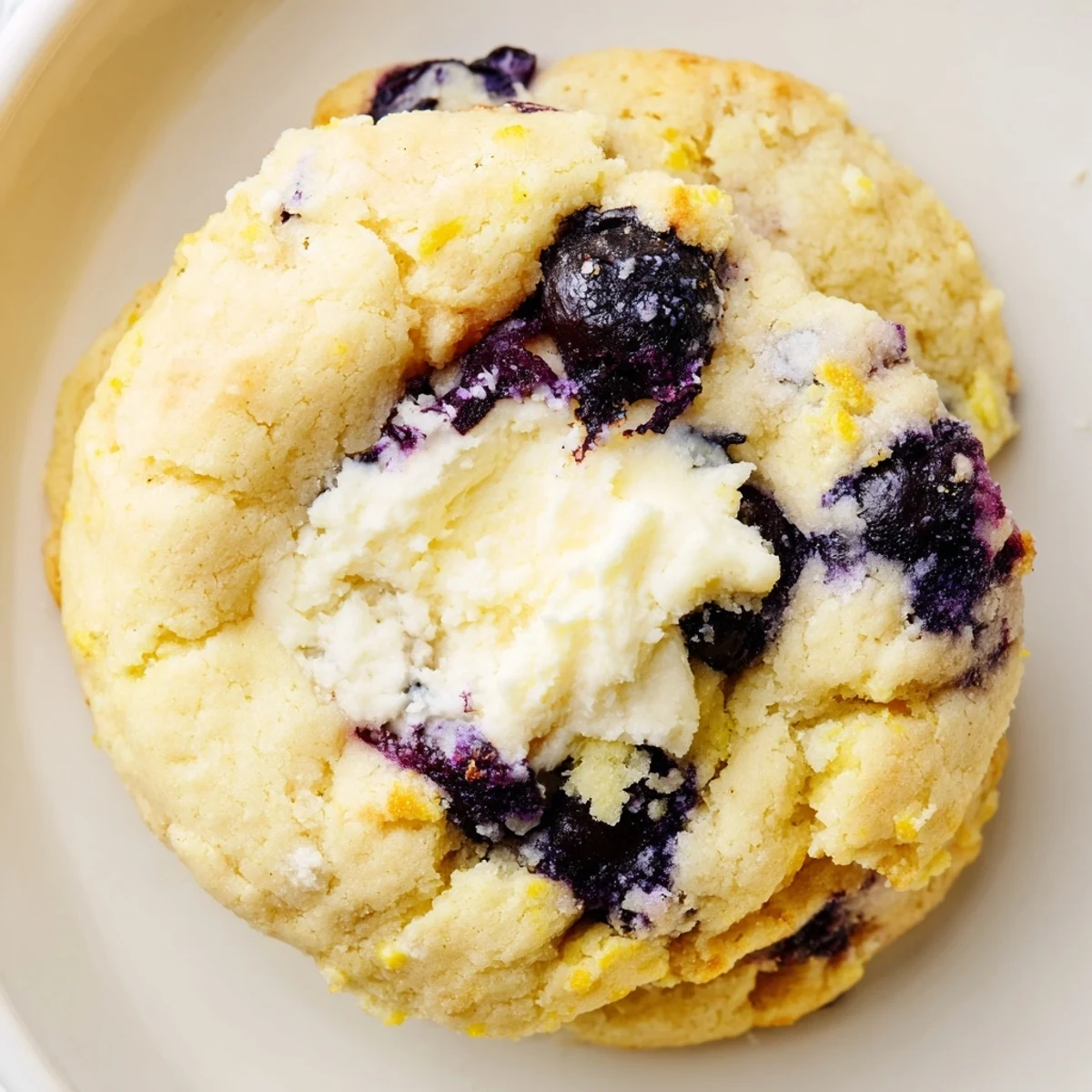Chewy Lemon Blueberry Cheesecake Cookies fresh from the oven with creamy cheesecake-filled centers