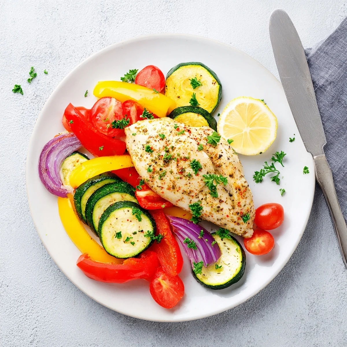 Golden chicken foil packets recipe with tender zucchini and bell peppers steaming in foil
