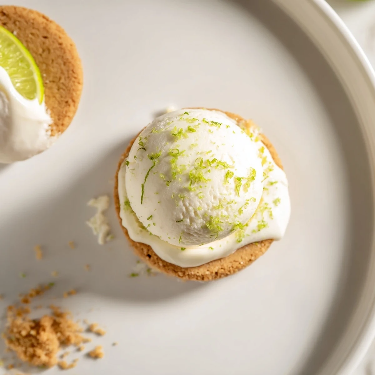 Key Lime Pie Ice Cream Sandwiches with zesty lime filling and golden graham cookies