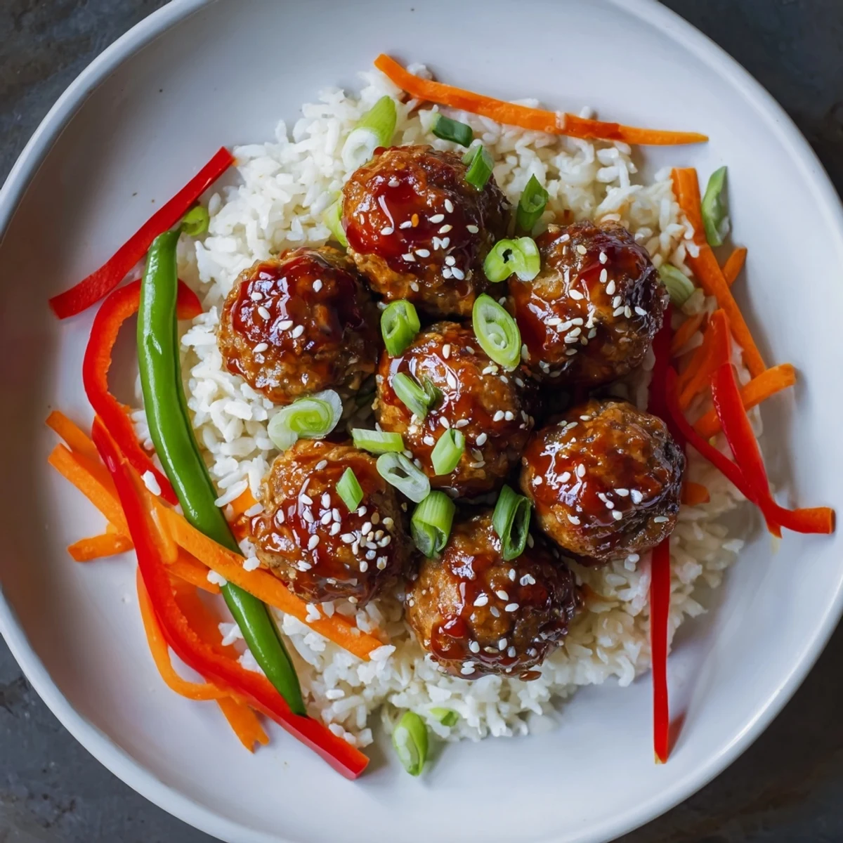 Juicy Hello Fresh Firecracker Meatballs shine with spicy honey glaze, served family-style