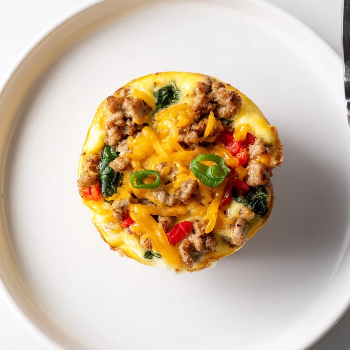 Warm Turkey Sausage Egg Muffins with golden tops and savory, fluffy centers