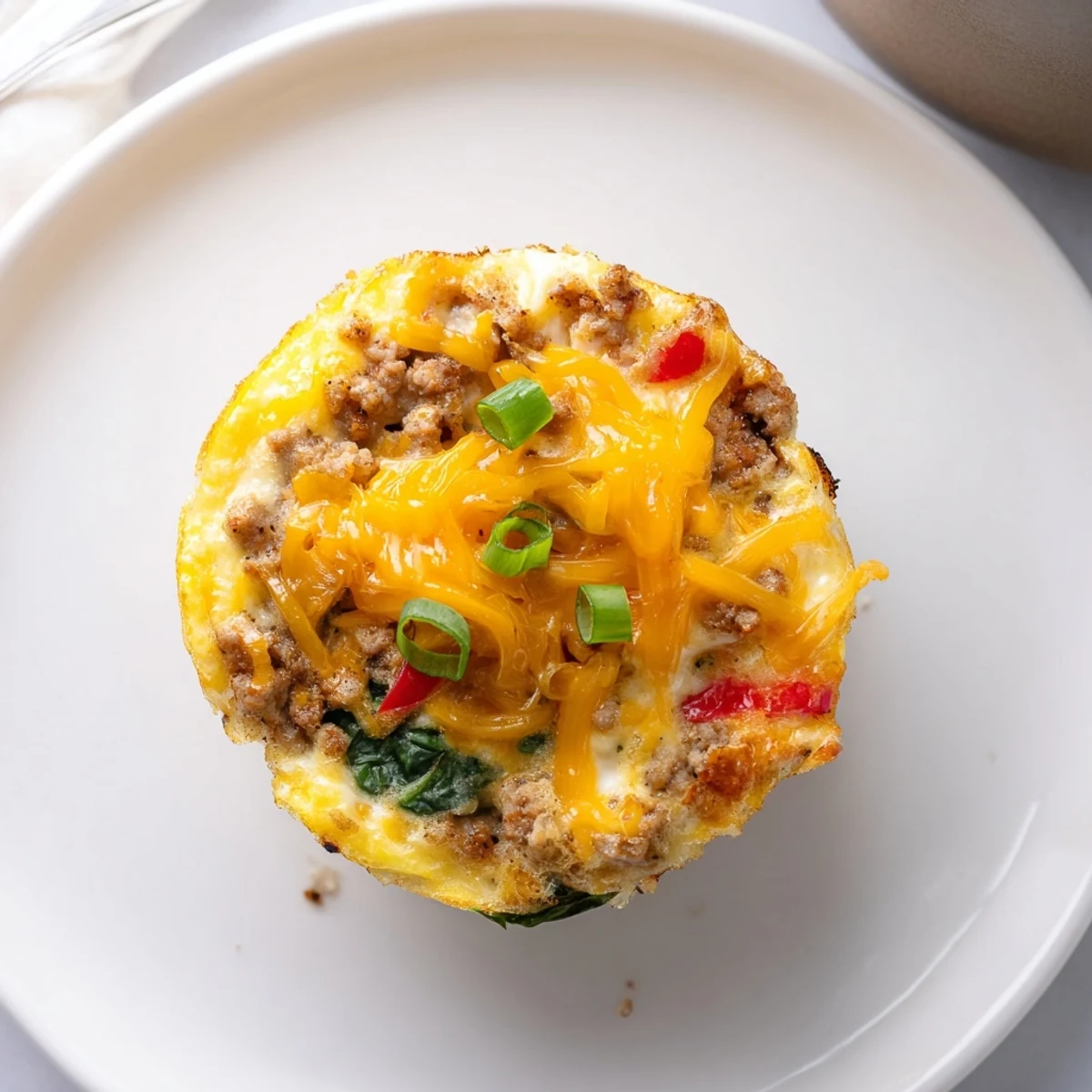 Turkey Sausage Egg Muffins cooling in a muffin tin, steam rising