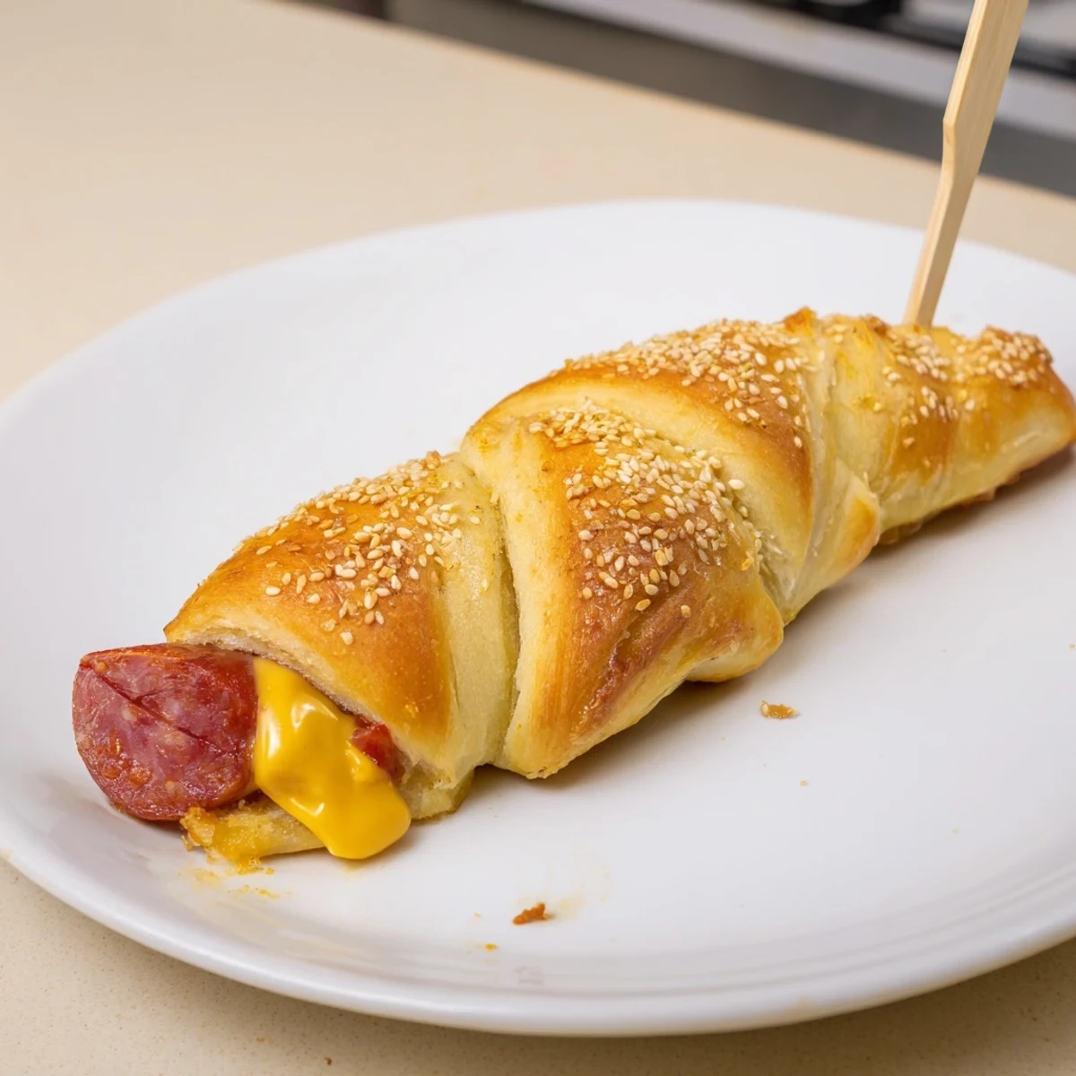 Baked until golden, Firecracker Hot Dogs Recipe for Fourth of July parties