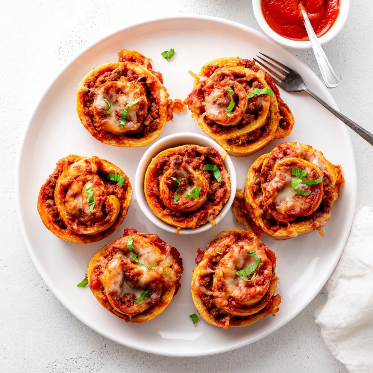 Freshly baked Cheesy Beef Pepperoni Pizza Roll Ups Snack Recipe, crispy edges, melty center