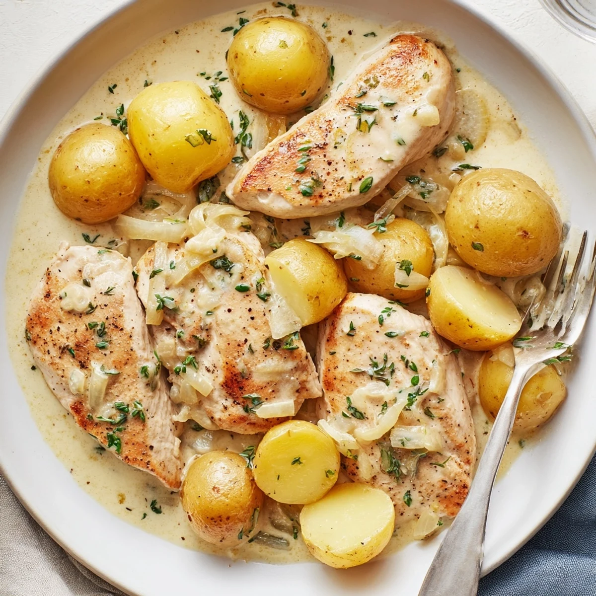 Weeknight Creamy Herb Chicken Potatoes Recipe with fork-tender potatoes and savory aroma