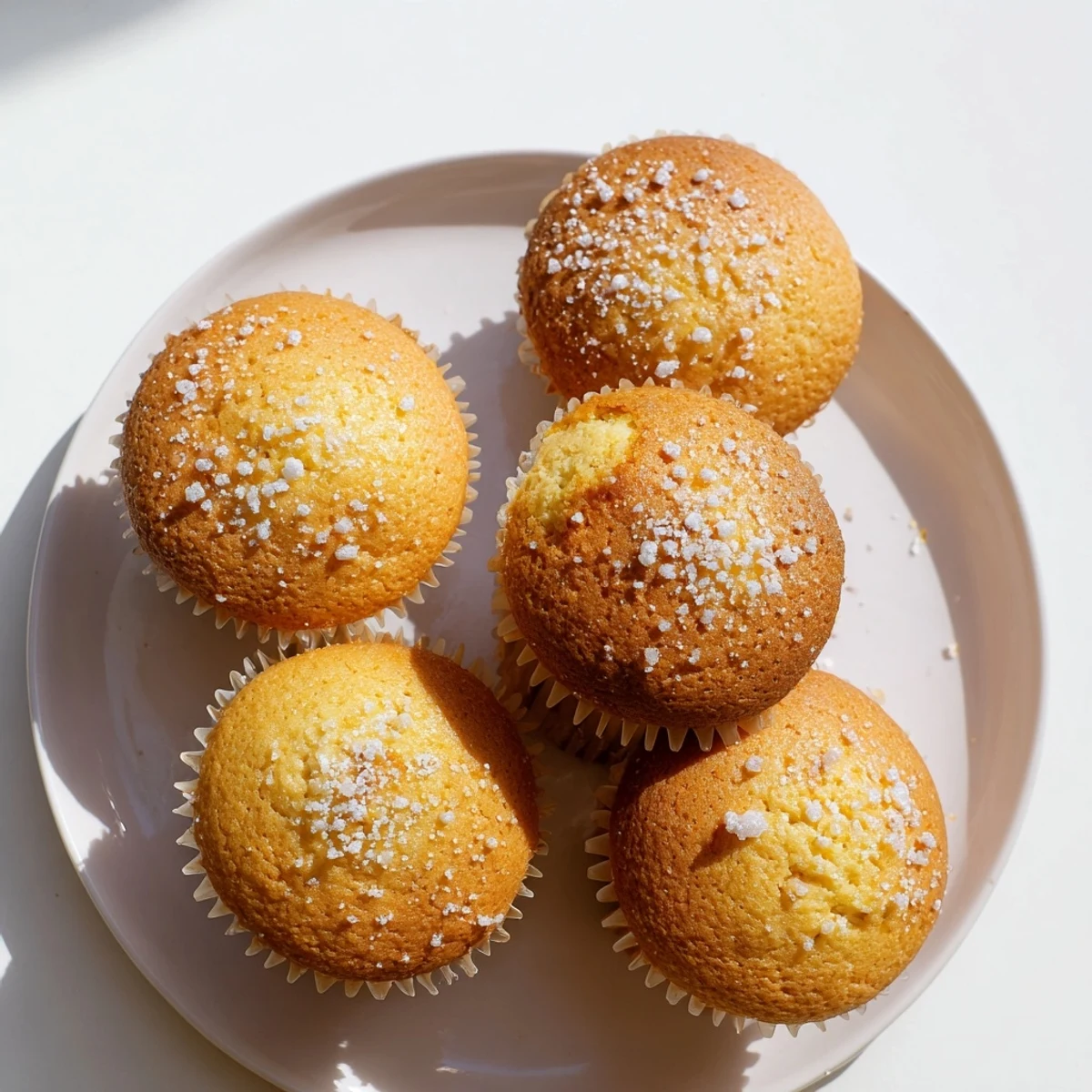 Freshly baked lemon cream cheese muffins with moist crumb and tangy cream cheese center