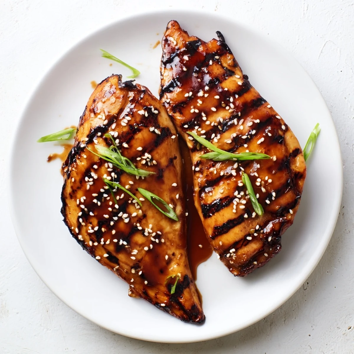 Grilled Japanese BBQ Chicken Thighs glazed with sticky sweet and salty sauce, sesame seeds