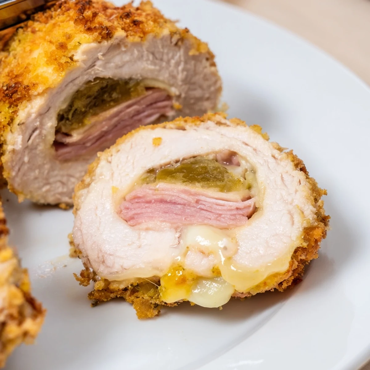 Crispy Pickle Brined Chicken Rolls showing crunchy panko coating, served with mustard