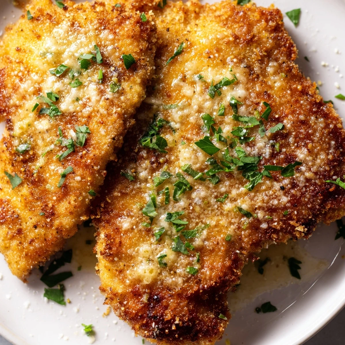Pan-fried Lemon Chicken Romano drizzled with light garlic butter lemon sauce