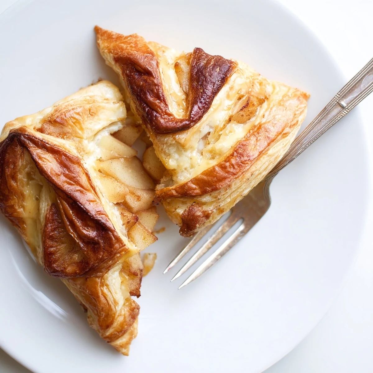 Close up of golden apple cheese danishes drizzled with white icing on a wire rack