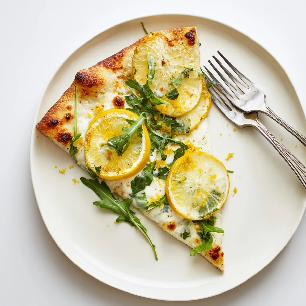 Golden crust Zesty Summer Lemon Pizza topped with melted mozzarella and vibrant fresh basil leaves