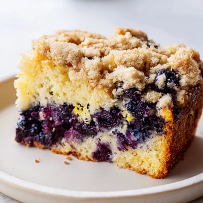 This homemade Lemon Blueberry Coffee Cake features a bright, sunny glaze drizzled over a golden-brown loaf, ready to be enjoyed with a cup of coffee.