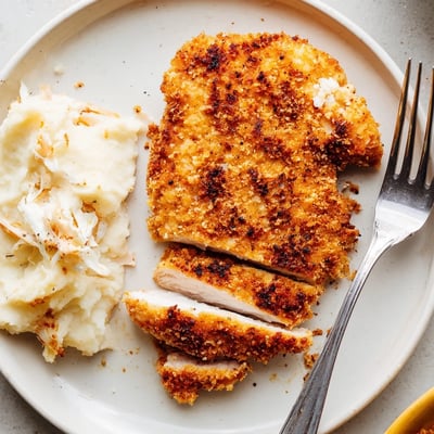 Buttery mashed potatoes and tangy coleslaw beside a juicy Fried Chicken Breast.